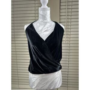 Open Edit Draped Velvet Halter Top Shirt Women's Size Small Black Sexy Club NWOT